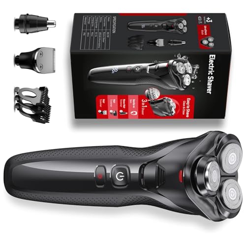 rategist 3-in-1 Electric Razor for Men: IPX7 Waterproof Razors for Men - USB-C Rechargeable,...