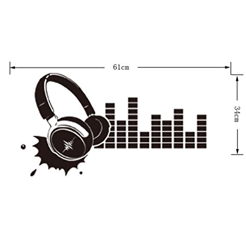 Bibitime Recording Room Voice Frequency Silhouette Sticker Vinyl Headphone Wall Decal Decor For Ktv Background Living Room Sofa Decoration Nursery Bedroom Art Mural #TOP5