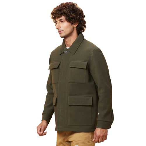 Image of Being Human Olive Regular Fit Men's Jacket Clothing