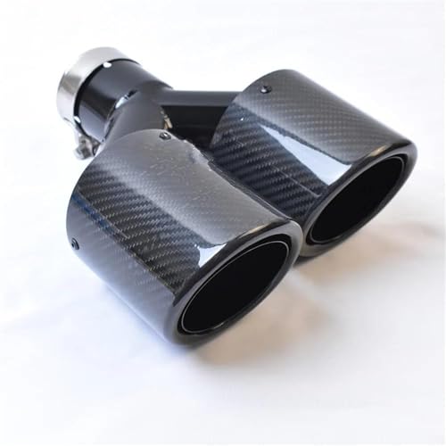 Embout d'échappement double noir brillant en fibre de carbone pour E63 60mm-101mm droit