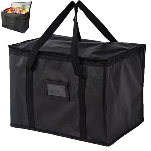 Food Delivery Bag, 50L Insulated Thermal Bag for Hot and Cold Food Delivery, Ideal for for Catering, Grocery Transport Large Thermal Bag for Food Delivery, Commercial Grade, Reusable(43 * 30 * 31CM)
