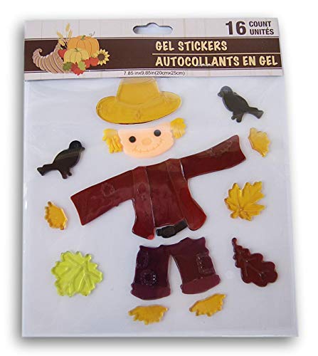 Autumn Fall Themed Gel Cling Set - Scarecrow - 16 Piece