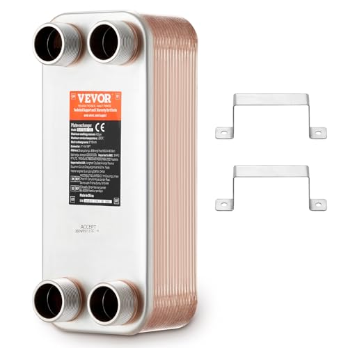 VEVOR Intercambiador de calor, 5 x 12 pulgadas, 30 placas, intercambiador de calor de placas soldadas, intercambiador de calor de agua a agua de acero inoxidable 316L para calefacción de suelo