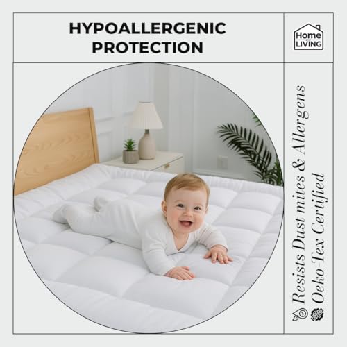 HNL® Luxury Hotel-Quality Mattress Topper Double Bed | 10cm Extra Thick Microfiber Double Mattress Toppers with Elastic Corner Straps, Deep Cooling Doubles Topper | Soft, Breathable & Machine Washable - Image 8