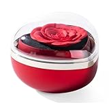 Leadigol Caja de anillo abatible de rosa preservada, joyería oculta, caja de regalo de flor eterna en forma de corazón para el día de San Valentín, compromiso, aniversario para ella (rojo)