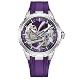 OHUGNA Pagani Design Watch for Men Automatic Mechanical Watch, 42mm Skeleton Dial, Automatic Winding, Sapphire Crystal, Luxury Business, Casual, 100M Water Resistant, Luminous Men's Watch (Purple)