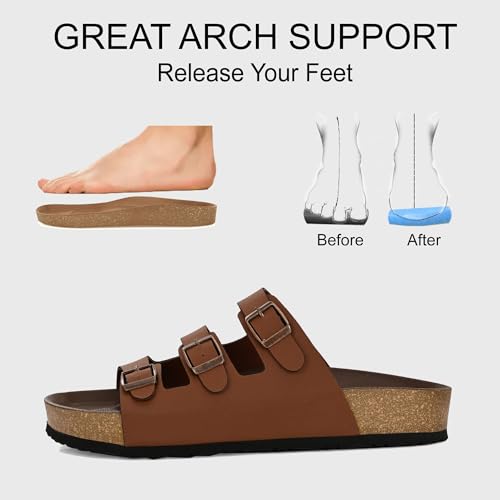 Image of Centrino Men's Berkin-Style Slip-On Sandals | Open Toe Design | Soft PU Footbed | Lightweight & Comfortable | Arch Support | On-Grip Sole | Casual Outdoor Wear (9208)