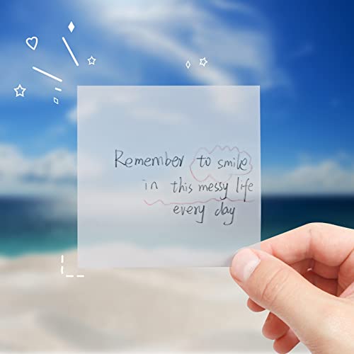 Image of Levin 150 Sheets Clear Sticky Note Pads, 3 Sizes Transparent Sticky Notes Pads Set Waterproof Self-Adhesive Translucent Memo Tabs, Books Annotating Message Reminder for School, Office