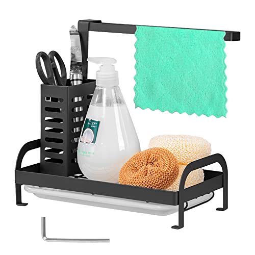 UMILKI Spülbecken Organizer,Edelstahl Spüle Caddy Organizer,Küche Waschbecken Organizer Spülorganizer mit Abtropfschale für Küchenutensilien Aufbewahrung Cover