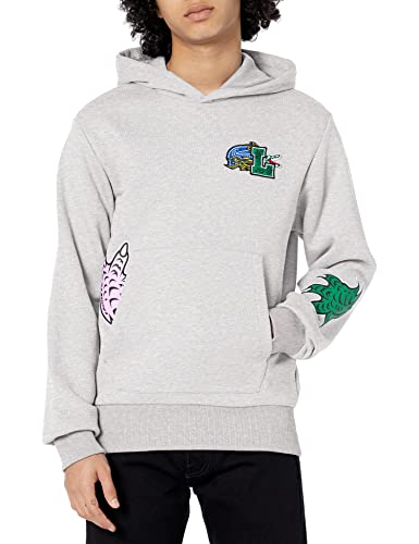 Lacoste Men's Holiday Comic Effect Print Hooded Sweatshirt, Silver