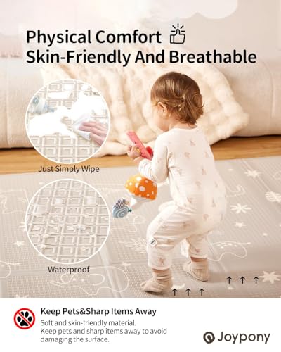 Image of Baby Play Mat, 59 x 79 Inch Foldable Play Mats for Babies and Toddlers, Waterproof & Anti-Slip Portable Floor Mat for Playpen with Travel Bag