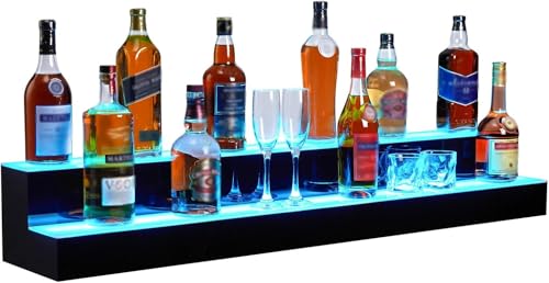LED Lighted Liquor Bottle Display Shelf 2 Steps 30 Inches Liquor ...