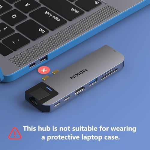 Image of MOKiN USB C Multiport Adapter Hub for MacBook Pro /Air with Thunderbolt3 Hub | USB C Adapter for Mac: 1*4K@30Hz HDMI;1*Thunderbolt 3(5K@60Hz Video Output,40Gbps,100W PD) ;3*USB ports;Ethernet;Card Reader