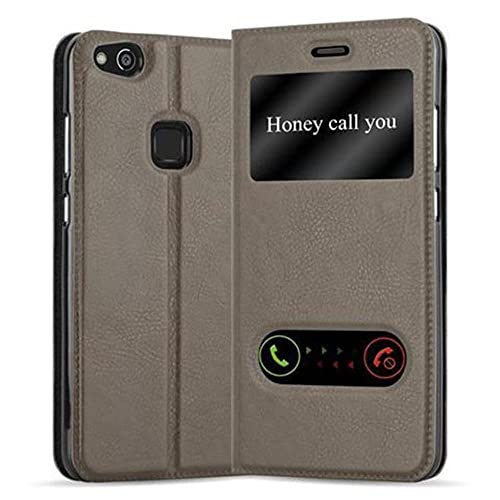Cadorabo Custodia Libro per Huawei P10 LITE in BRUNO PIETRA - con Funzione Stand e Chiusura Magnetica - Portafoglio Cover Case Wallet Book Etui Protezione