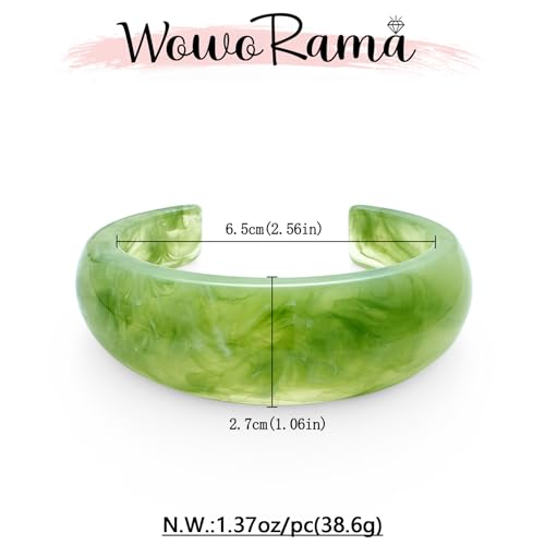 WOWORAMA Acrylic Resin Cuff Bracelet for Women Colorful Acrylic Dome Open Bangles Beige Tortoise Brown Chunky Mottled Acetate Resin Bracelets Jewelry