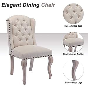 chairus Parsons Dining Chairs Set of 2 Modern Linen Farmhouse Living Room Chairs with Button Tufted High Back and Wood Legs Comfy Upholstered Side Chair for Kitchen/Restaurant/Bedroom, Cream chairus Parsons Dining Chairs Set of 2 Modern Linen Farmhouse Living Room Chairs with Button Tufted High Back and Wood Legs Comfy Upholstered Side Chair for KitchenRestaurantBedroom Cream