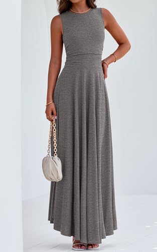 Image of PRETTYGARDEN Womens Summer Dresses 2026 Casual Sleeveless Crewneck Aline Maxi Dress Stretch Tank Flowy Long Dresses