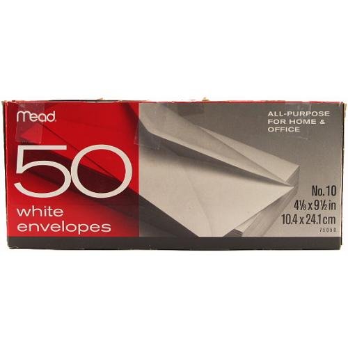 MeadWestvaco 75050 4-1/8" X 9-1/2" #10 White Envelopes 50 Count