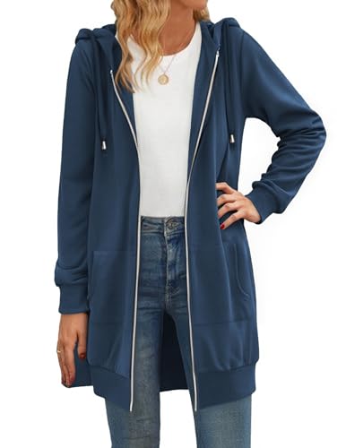 Zeagoo Zip Up Hoodies For Women Long Sleeve Oversized Sweatshirts Casual Lightweight Fleece Jackets With Pockets2