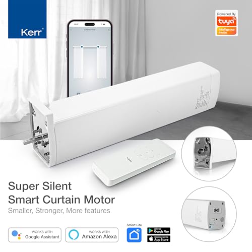 Image of Kerr Smart Curtain Motor & Adjustable Set | Tuya Zigbee (Track,Motor &Remote)| Supports One Touch, Remote,APP & Voice Control | Compatible with Alexa &Google Home (Gateway required (Set (2.5m to 4.5m)