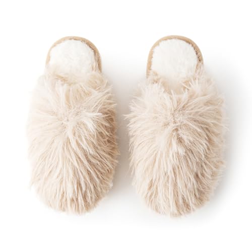 ForBaysy Faux Fur Slippers Memory Foam Slippers Ladies Fluffy Winter House Shoes Indoor Fuzzy Fluffy Slipper2