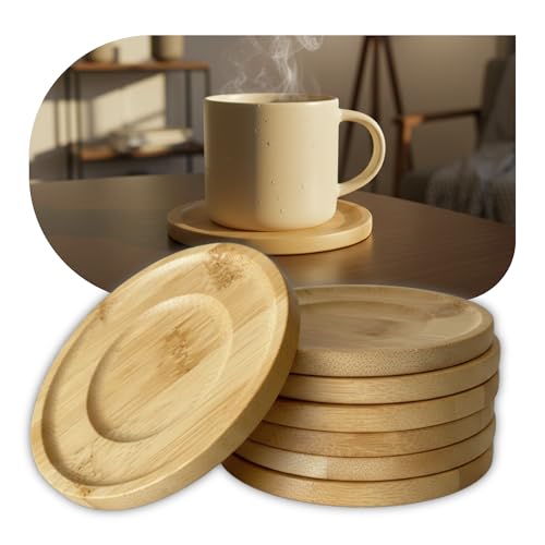 Kit 6 Porta Copos de Bambu Natural Descanso Premium Sustentável Protege Mesa Decoração de Cozinha e Sala 10cm Elegância Natural Durável e Ecológica