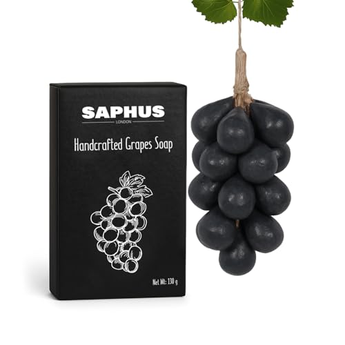 Grape Shaped Soap Natural Cold Process Bar for Bath & Body Decorative Soap Gift in Elegant Gift Box Black