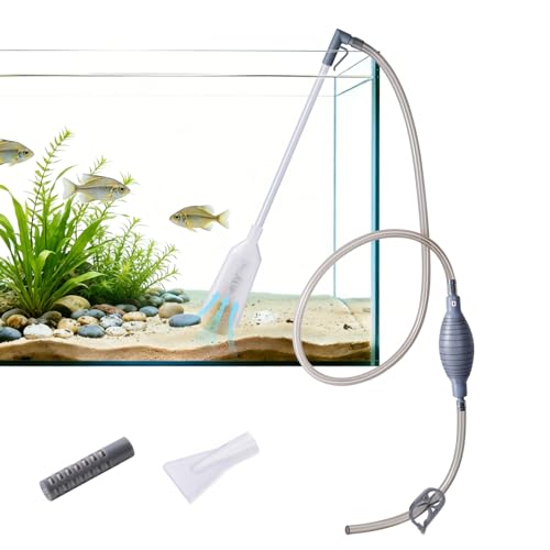 FEDOUR 3-in-1 Aquarium Reiniger mit Vakuumfunktion, Verstellbarer Mulmsauger für Aquarium, Aquarium Kiesreiniger -Wasserwechsler und Sandwasch-Set mit Hand-Siphon-Schlauch und Verlängerungsrohr