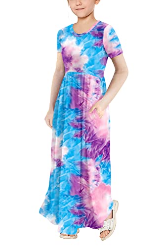 Storeofbaby Maxi Dress For Little Girls Colorful Tie Dye Summer Long Dresses, 5-6 Years #TOP3