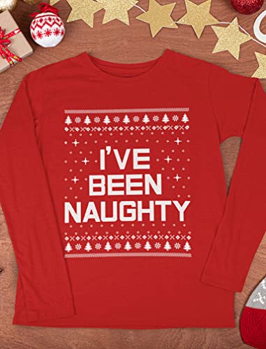 Tstars Funny I've Been Naughty Ugly Christmas Shirt for Men Tacky Sweater Style Holiday Xmas Mens Long Sleeve T-Shirt4