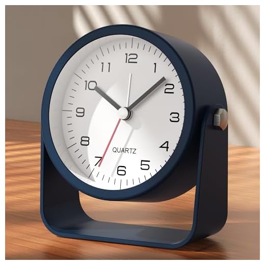 AYRELY® 3.5 Inch Small Analog Alarm Clocks,Battery Operated Desk Clock,Cute Table Clock with Light，Adjustable Angle for Travel,Bedside,Bedroom,Kids,Living Room Decor(Navy Blue)