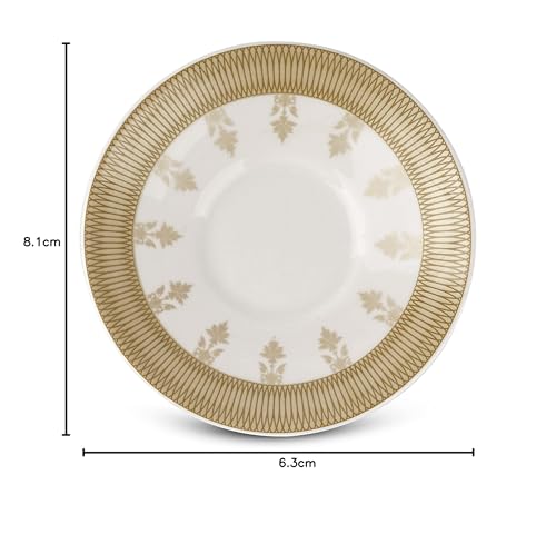 Image of Dandy Lines Royal Tea Cup and Saucer Set, Elegant Gold Trim, Ceramic, Pack of 12, Microwave & Dishwasher Safe, Great for Hosting & Gifting