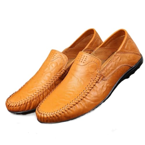 FMURY Leather Men Shoes Casual Formal Mens Loafers Moccasins Breathable Slip On Male Boat Shoes