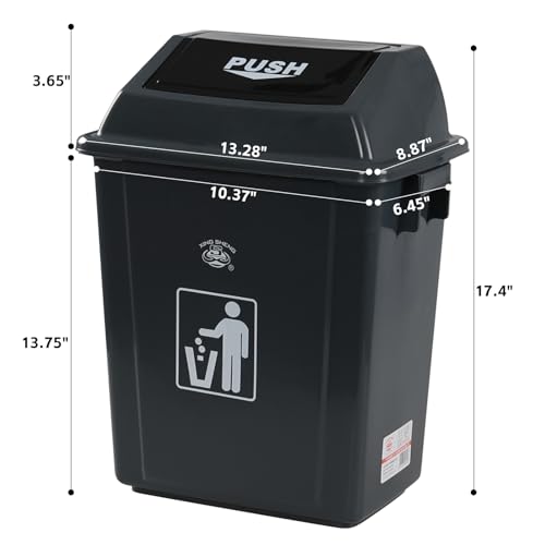 Caneca de basura plástica rectangular 6 galones, gris, 4 unidades miniatura 2