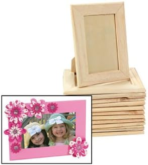 Fun Express Wooden Picture Frames Bulk Set of 12 - Unfinished Wood Frames 5x7 for DIY Crafts | Customizable Photo Frames for Kids Art Projects, School Activities & Family Creative Time | Natural Wood