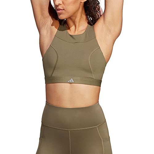 adidas Womens Run Medium Support Sports Bra Olive Strata S A-C