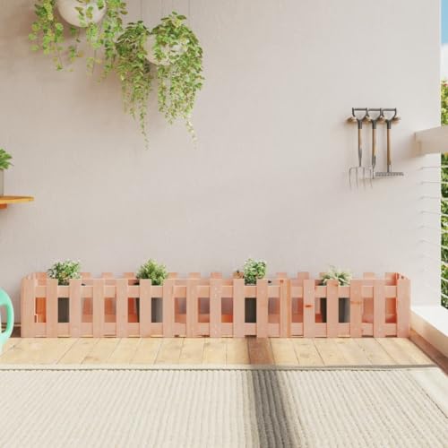 UMOLAMARY Arriate Elevado jardín Valla Madera Maciza Douglas 200x30x30 cm,Macetero Elevado de Madera de Abeto Douglas: Duradera y versátil para tu jardín Maceteros y jardineras