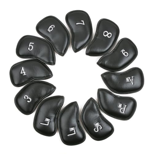 Intech 12-Piece Thick Synthetic Leather Golf Iron Head Cover Set Fit All Brands (TaylorMade, Callaway, Ping, Titleist, Cobra and more)