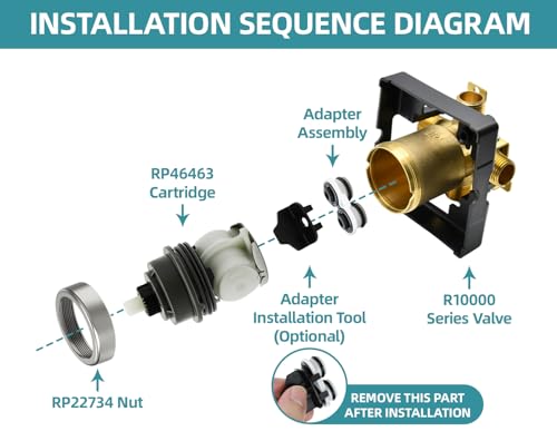 Image of RP46463 Cartridge Compatible with Delta Monitor 17 Series (2006-Present) Dual Function Bath Tub and Shower Faucet Plumbing Parts Shower Faucet Cartridge with Seat and Spring Adapter,RP22734 Bonnet Nut