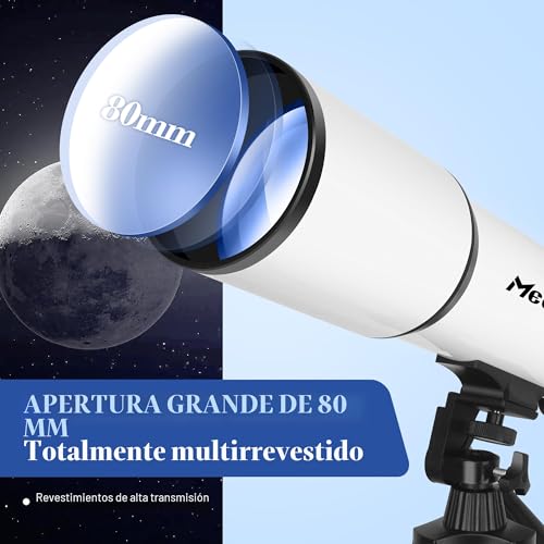 Miniatura 2 de Meezaa Telescopio, Telescopio Astronómico Adultos Profesional, 80 600mm Telescopio Refractor Para Niños Y Principiantes, Telescopio Portátil Potente Con Trípode Adaptador De Teléfono Observer La Luna