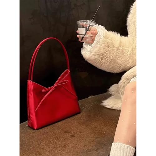 Bow Purse Retro Bow Shoulder Bag with Bowknot Cute Y2K Medium Vegan Leather Handbag Trendy Gift for Women4