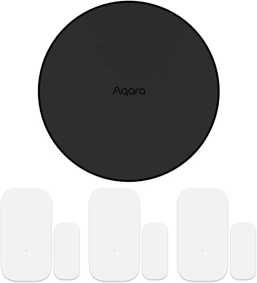 Aqara Smart Hub M2 Plus 3 Aqara Door and Window Sensor, Zigbee Connection, Alarm System, Remote Monitor and Control, Smart Home Automation - - 