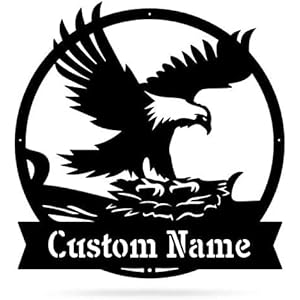 Custom Eagle’s Nest Monogram – Eagle Bird Sign – Metal Wall Art Décor – Perfect Gifts For Outdoors – Address Sign – Gifts For Cabin – Eagle Patio Wall Art – Family Welcome Sign – Man Cave Décor – Gifts For Men – Birthday Gifts – Gifts For Dad