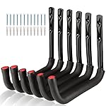Garage Storage Ladders Hooks, 6 Pack Heavy Duty Utility Hanger, 9.8IN Wall Mount Rack Safely Holds 50 Pounds