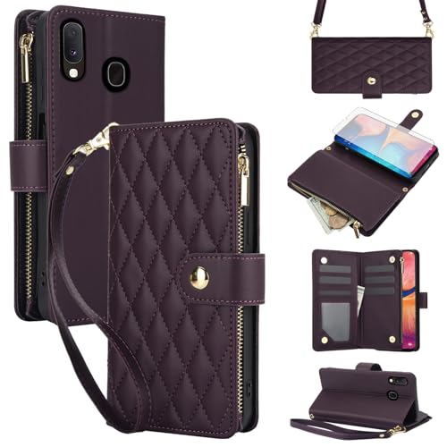Coque Samsung Galaxy A20e avec porte-cartes et fermeture éclair idéale pour voyager léger