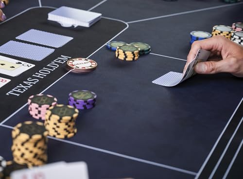 Engelhart - 320997 – Pokermatte blau – rutschfeste Spielfläche 180 cm x 90 cm – Dicke: 3 mm – Bedruckte Tischdecke aus Polyester und Gummi – Zubehör für Casinospiel