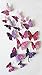 Produktbild Qinlee 12 Stück Mode 3D Schmetterling Magnetisch Wandsticker Wandaufkleber DIY Farbige Schmetterlinge Wandtattoo Wand (Lila)