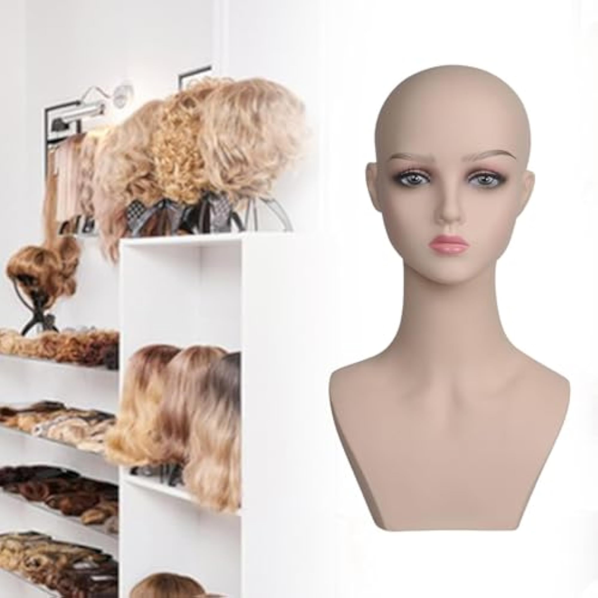 Realistic Mannequin Head for Wigs and Glasses, Pink