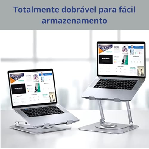 Suporte Articulado Ajustável Para Notebook E Tablet Em Alumínio Com Rotação 360° Design Ergonômico A