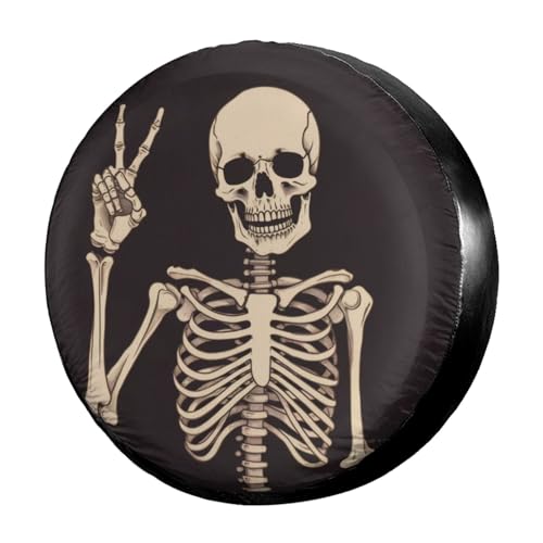 Dujiea Rock and Roll Skull Skeleton Spare Tire Cover, Universal Wheel Tire Cover Dust-Proof Tire Protectors for Trailer Rv Van SUV Truck Camper and Many Vehicle 14 15 16 17 Inch